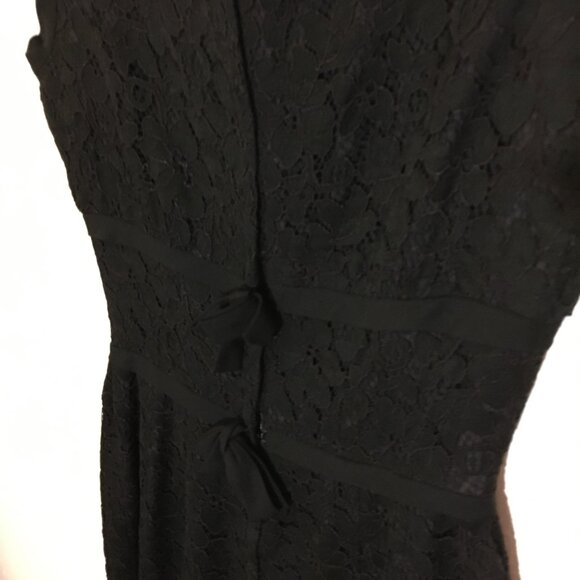 Vintage 50s 60s Black Wiggle Dress Party Cocktail Christmas LBD MCM Bombshell (I - Picture 16 of 16